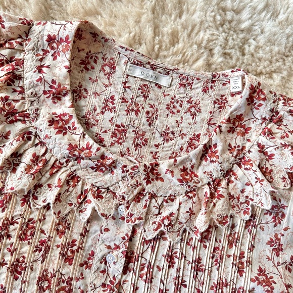 ✨💋SOLD💋🎶🦚🌹DÔEN ‘Hickory’ Organic Peter Pan Collar Songbird Toile XXL✨ - Picture 12 of 17